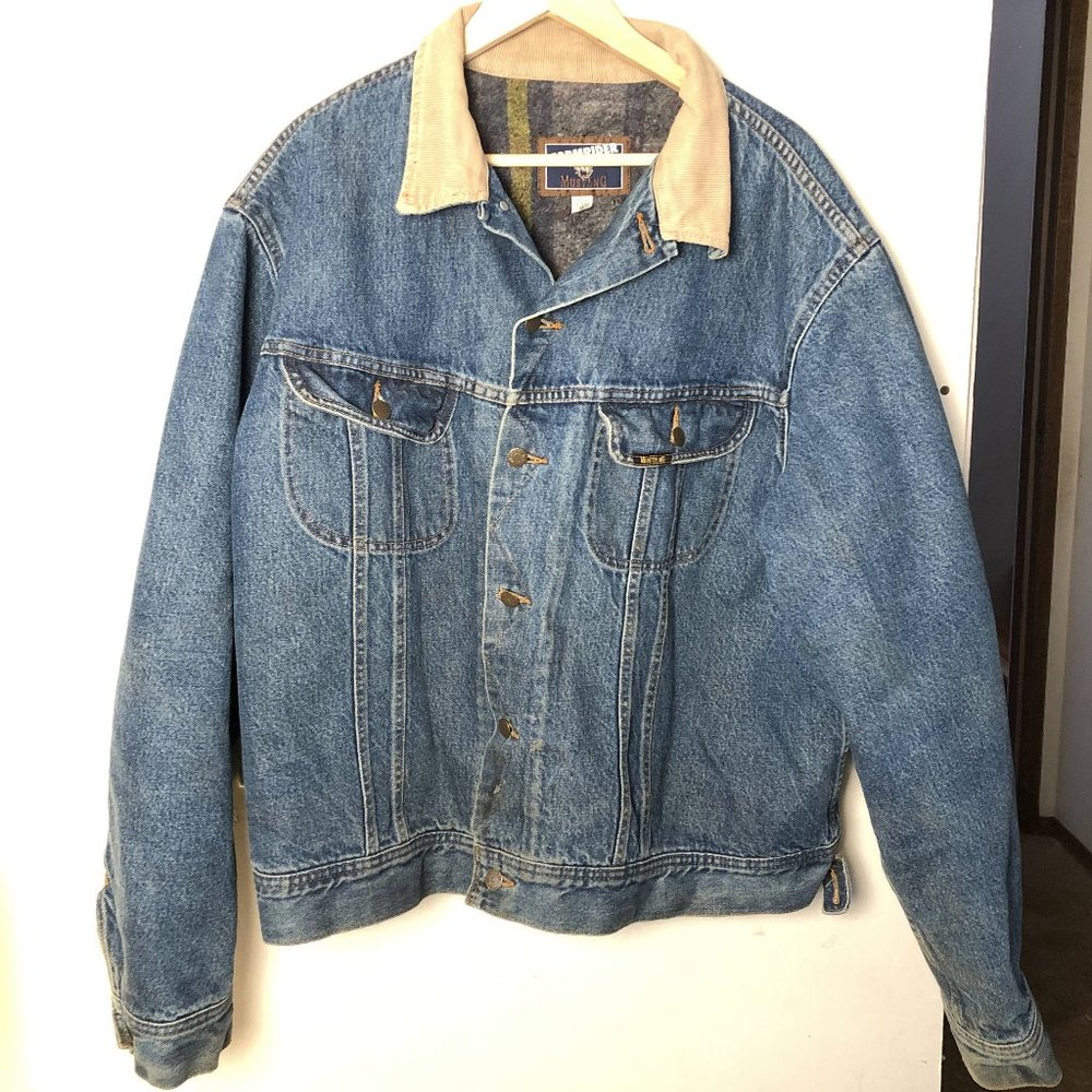 Denim Bomber Jacket with Tan Collar